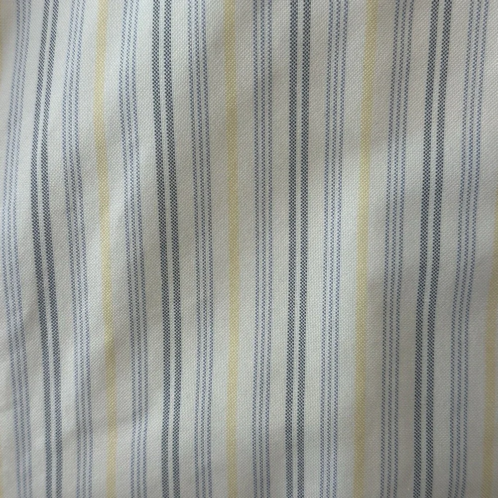 LL Bean Traditional Fit 16 35 Blue Yellow Striped Oxford Preppy Shirt Timeless